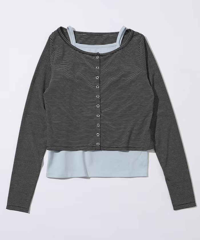 [February 12, 12:00 Release] Layered Set Top / Striped Cardigan & Camisole