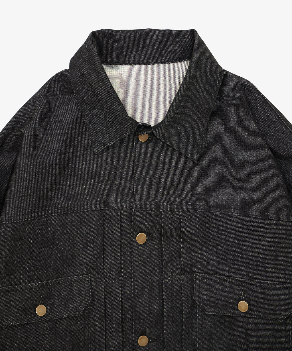 trucker jacket black denim one wash