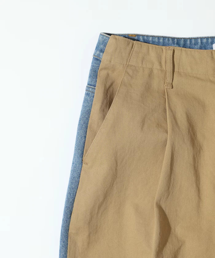Chino Denim Docking Pants / Wide Straight Pants