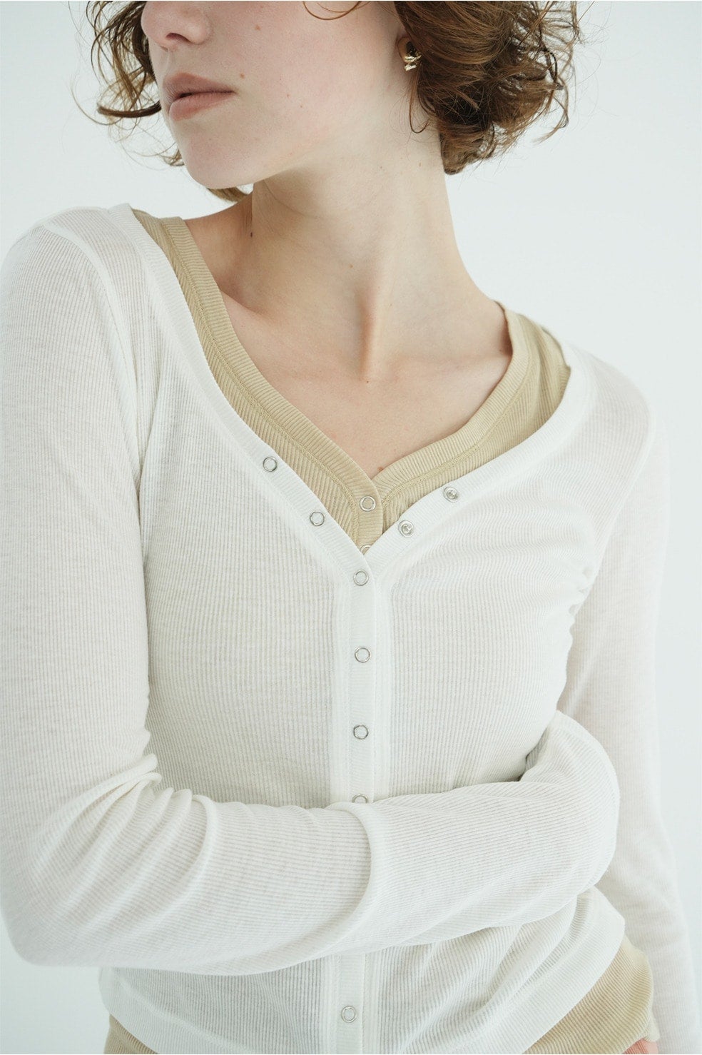 CURVED NECK LAYERED SET TOPS