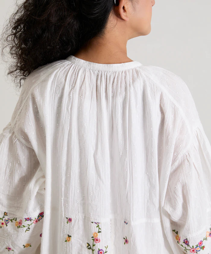 Dobby Floral Embroidery x Lace Dress