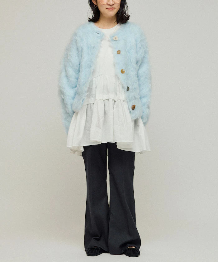 Variation Button Shaggy Knit Cardigan