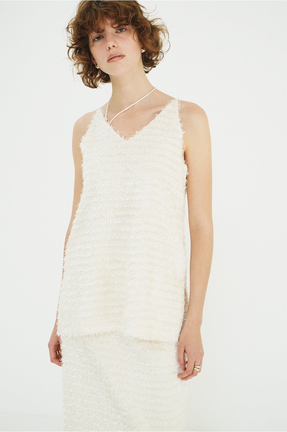 W FACE FEATHER CAMI TOPS