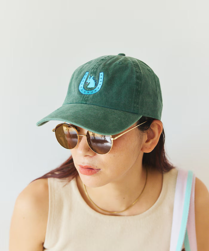 TOYAMEG Kaiun Horse Cap One Point Pigment Embroidery Cap