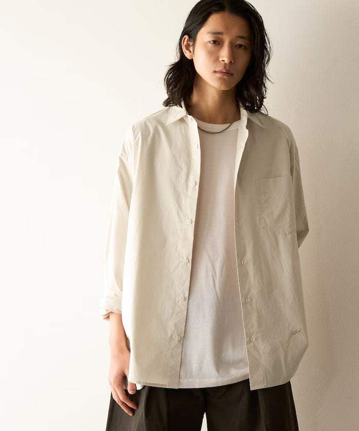 Nuance Color Oversized Regular Collar Long Sleeve Shirt