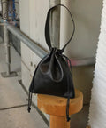 Drawstring Leather Handbag