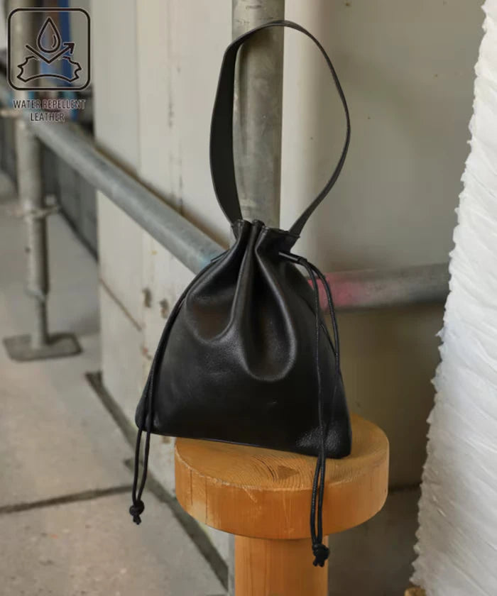Drawstring Leather Handbag