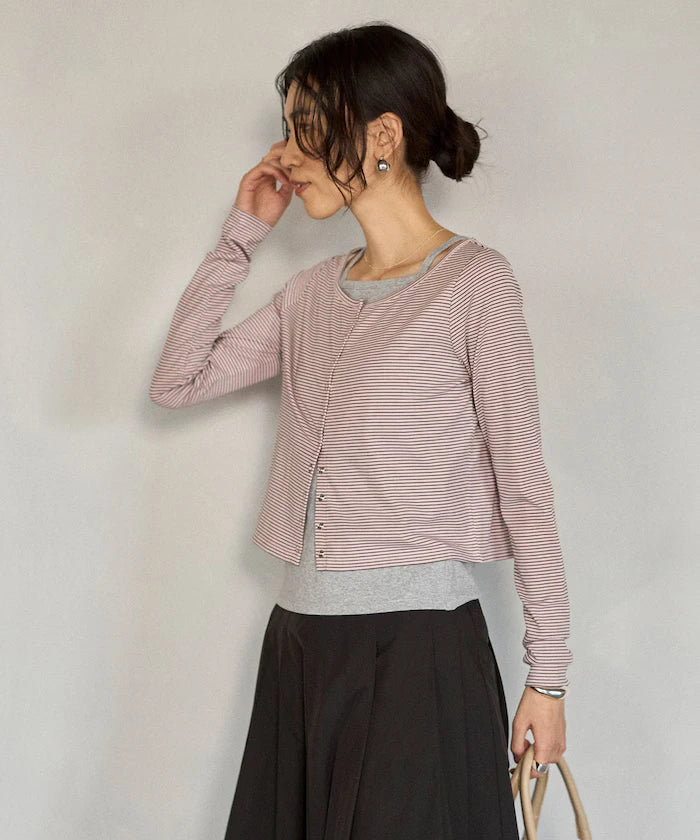 [February 12, 12:00 Release] Layered Set Top / Striped Cardigan & Camisole