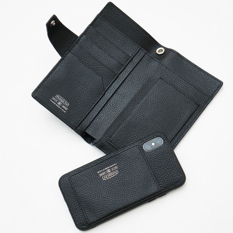 SHRINK LEATHER MOBILE MULTI CASE sizeL/BLACK