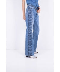 Snake Loop Denim Flare Pants