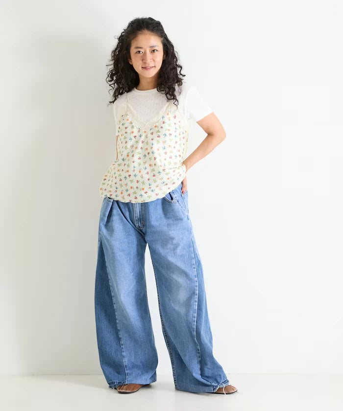 Vintage Remake Tuck Denim Pants