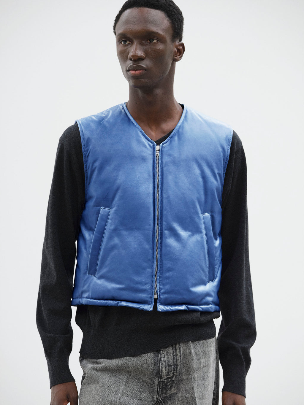 FINE CALF LEATHER DOWN VEST