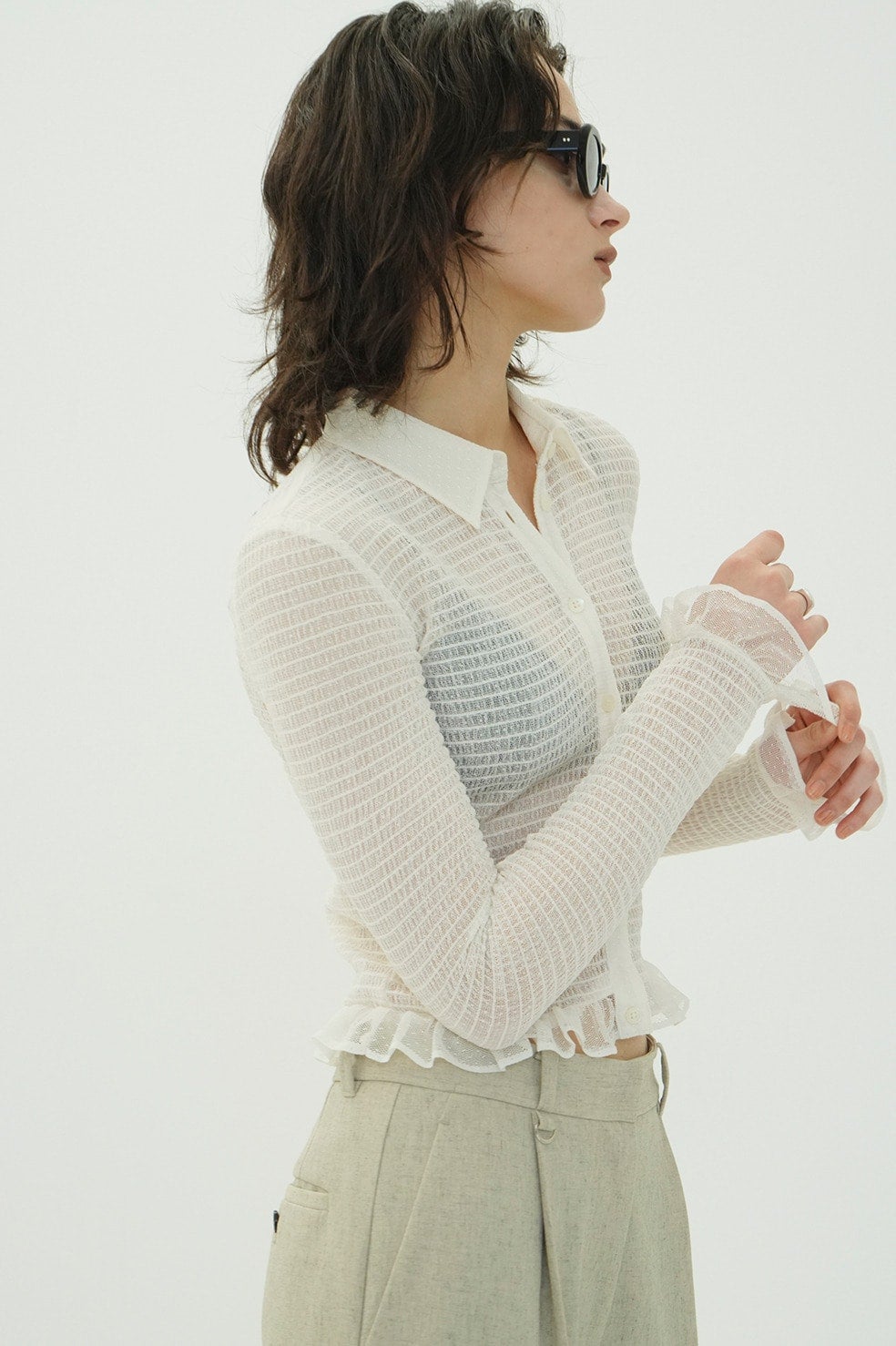 GATHERED MESH SHIRTS