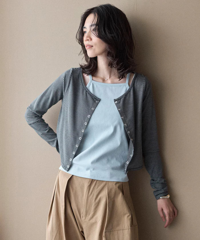 [February 12, 12:00 Release] Layered Set Top / Striped Cardigan & Camisole