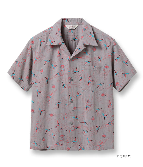 DOBBY COTTON OPEN SHIRT “SPACE SHIP