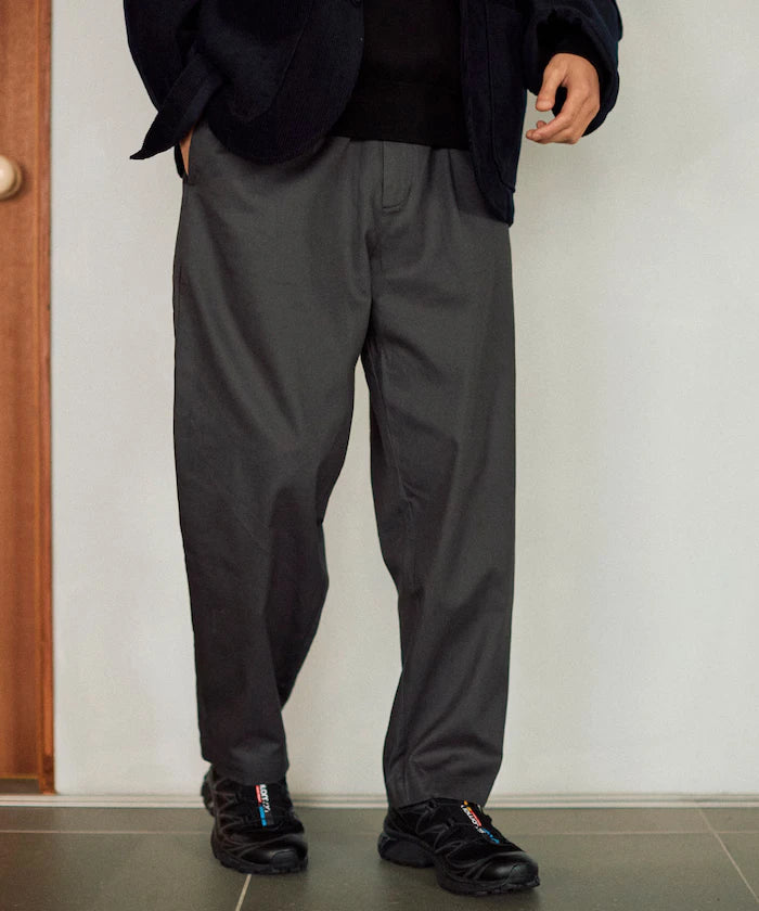 Wide Silhouette Drawstring Chino Pants / Tapered Silhouette Easy Chino Pants