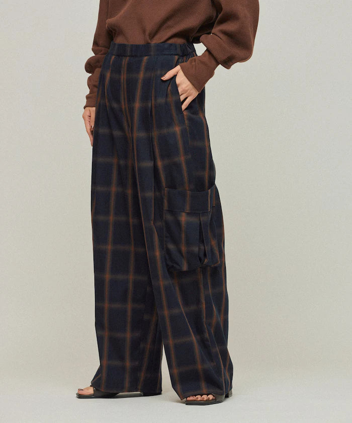 Ombre Check Easy Pants / Patch Pocket Wide Easy Pants