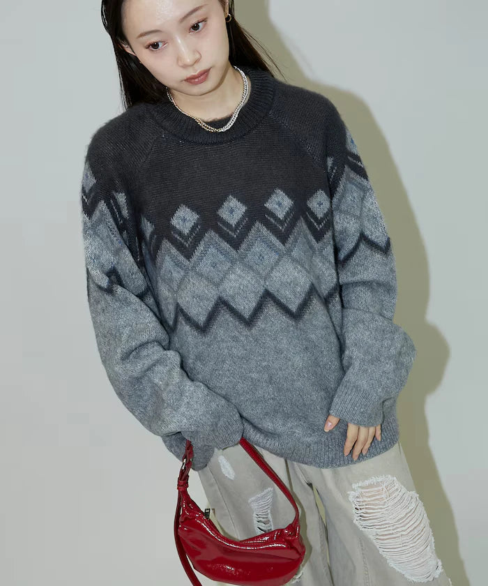 Jacquard Mohair Touch Knit Pullover Limited Edition