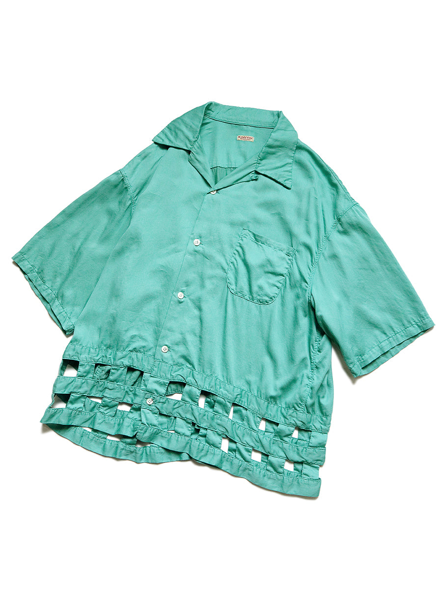 Cotton Satin Wind Pane Aloha Shirt