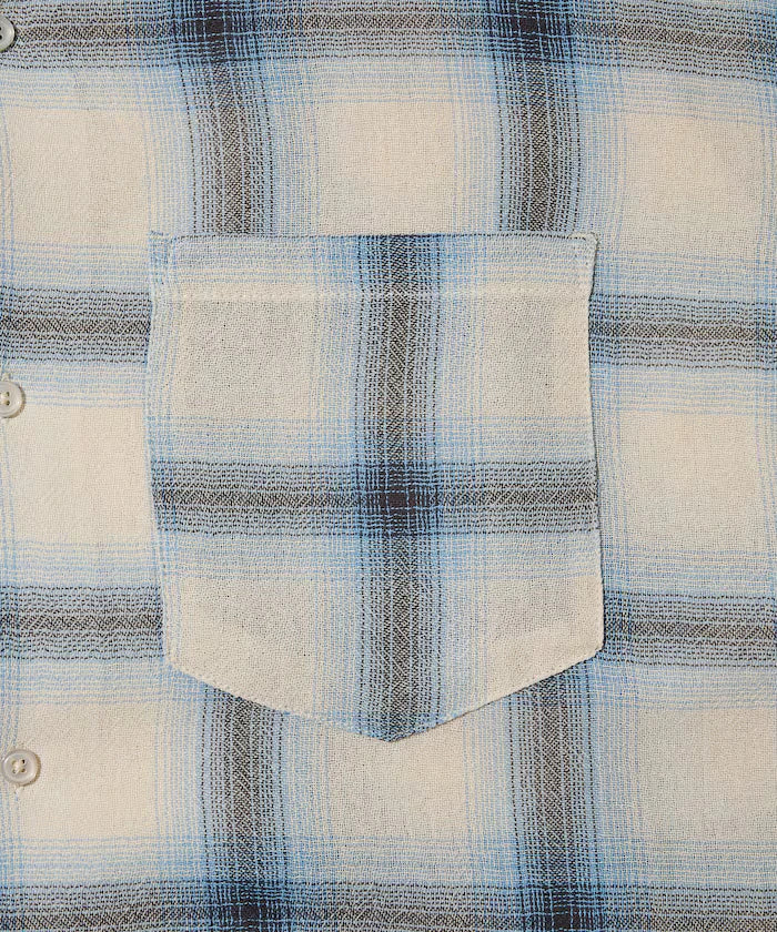 Relaxed Fit Sheer Ombre Check Open Collar Shirt