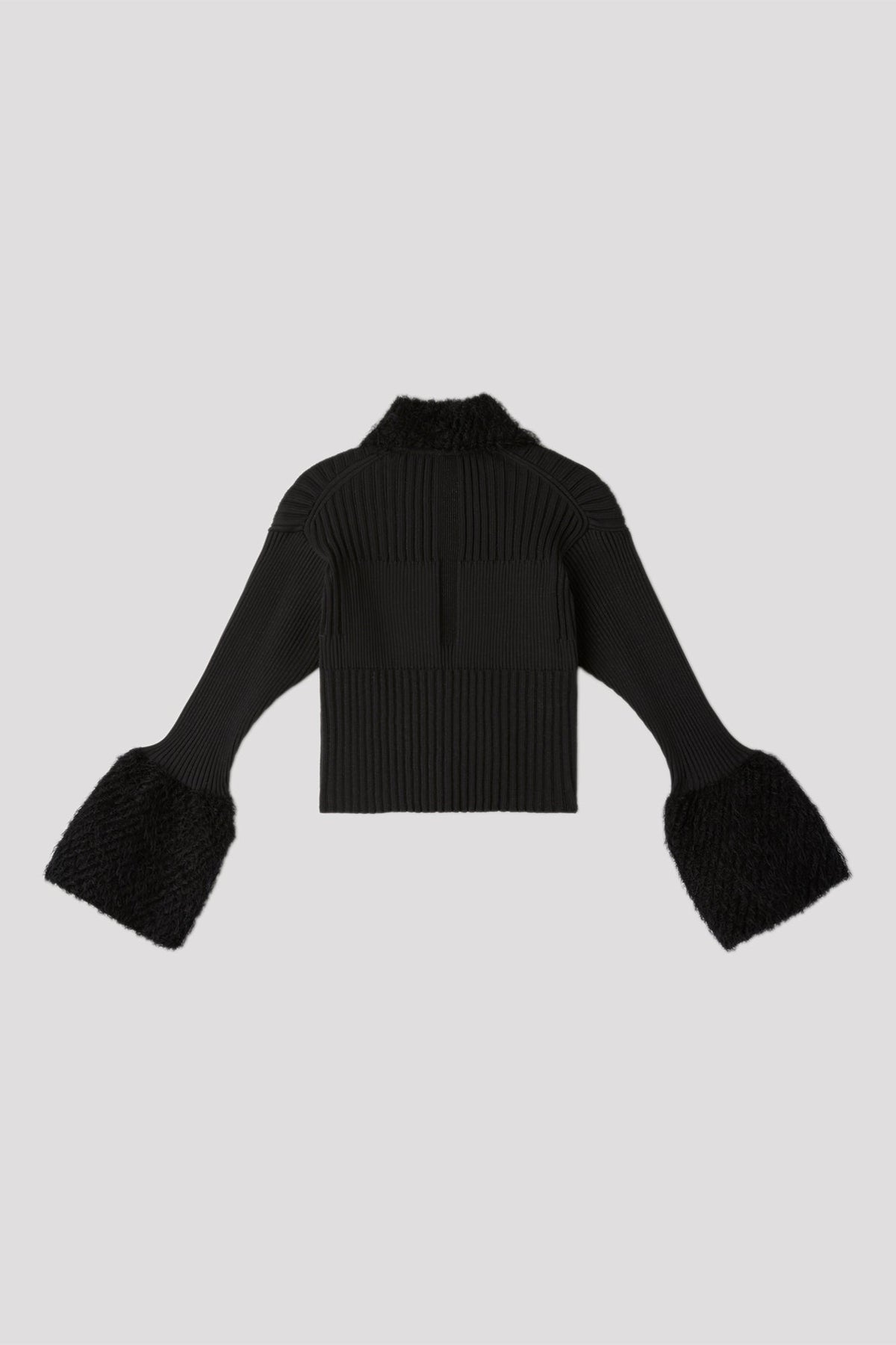 FLUTED PILE GLITTER CROPPED ZIP SHIRT CARDIGAN