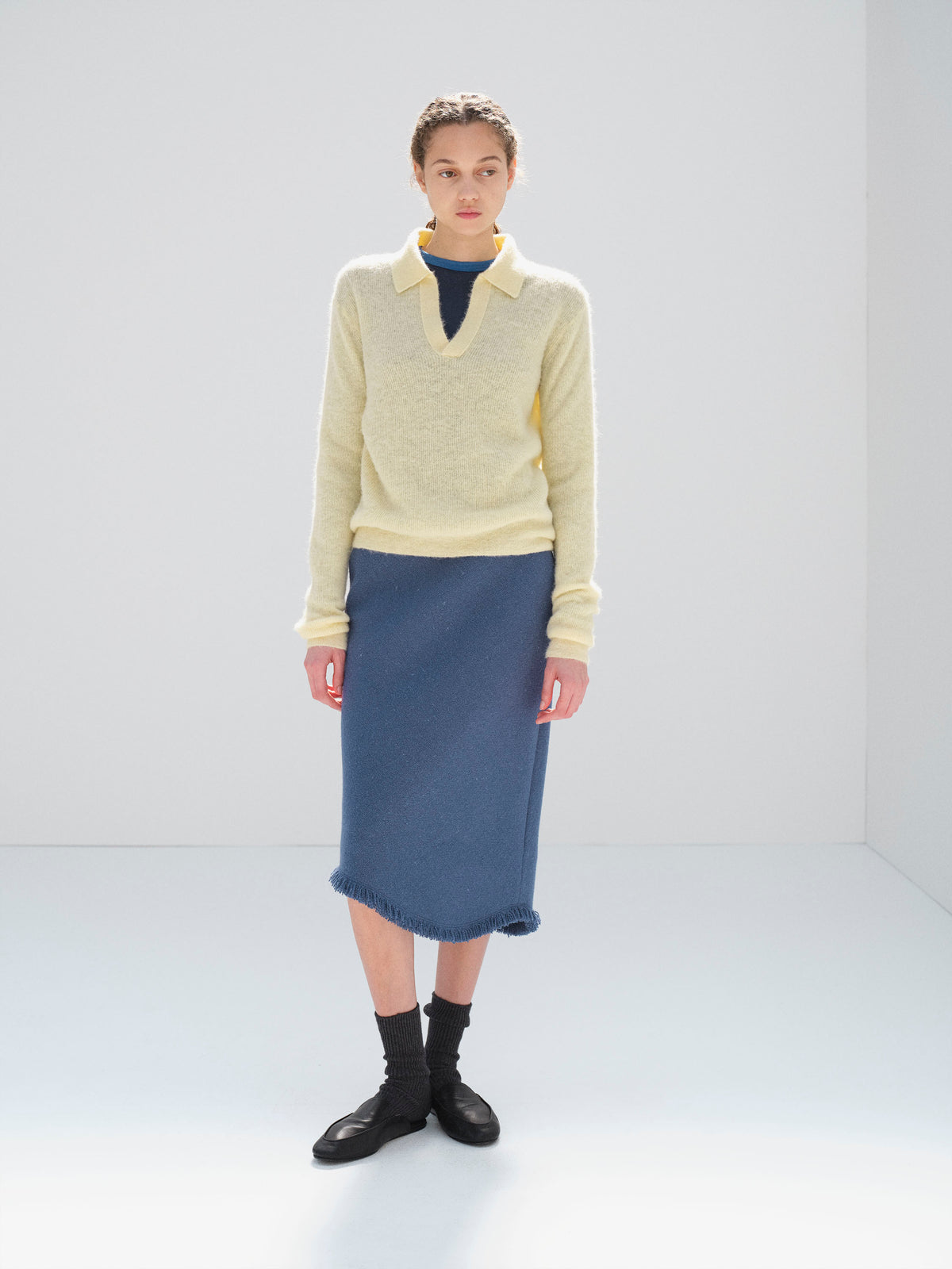 BABY SURI ALPACA SHEER KNIT SKIPPER POLO