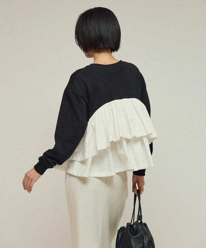 Organic Cotton Docking Frill Sweat / Relaxed Fit / Backed Sweat