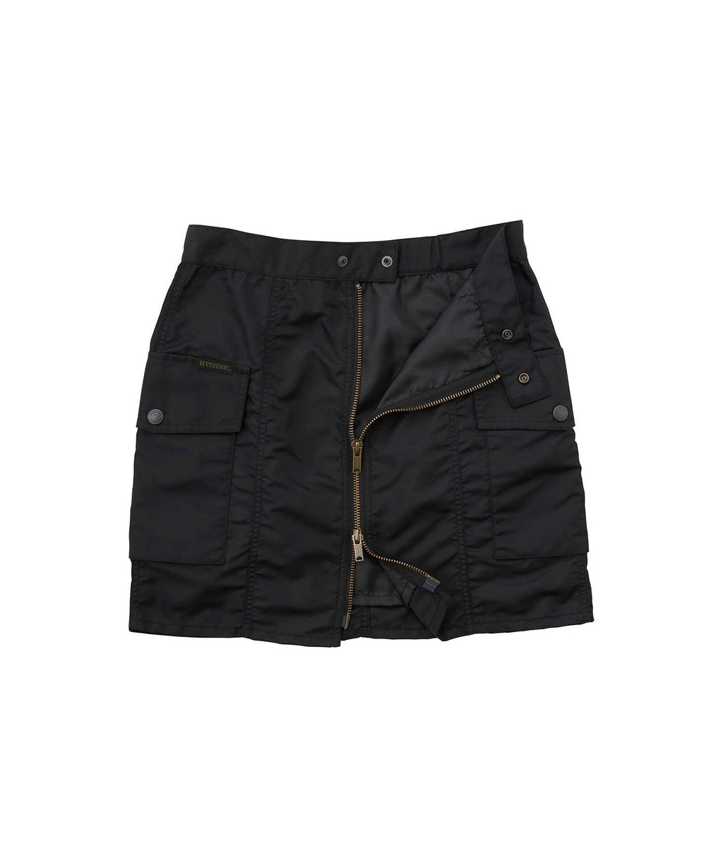 Front Zip Nylon Mini Skirt