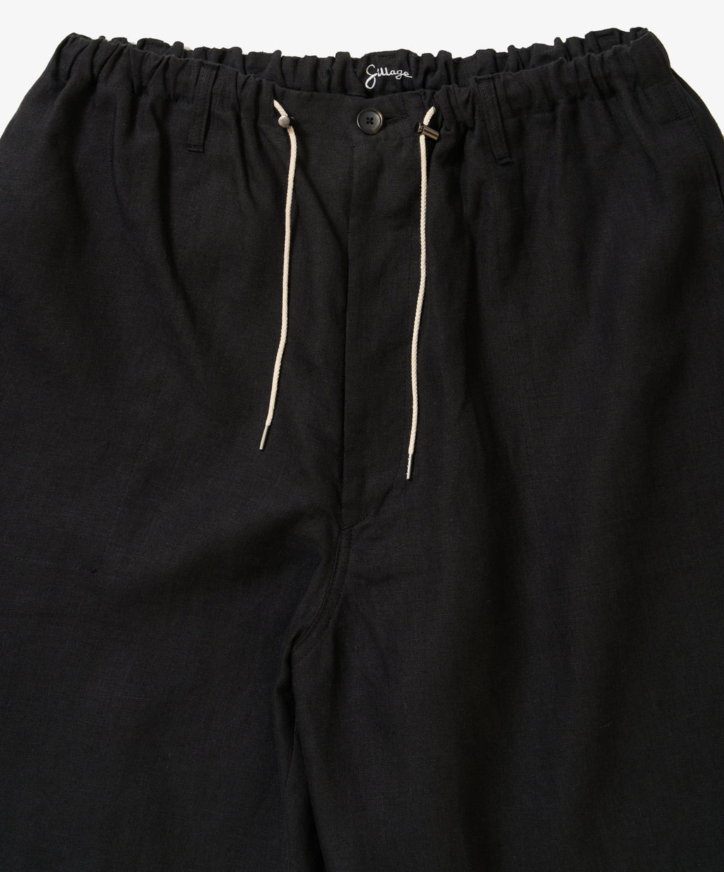 circular fatigue short pants linen black