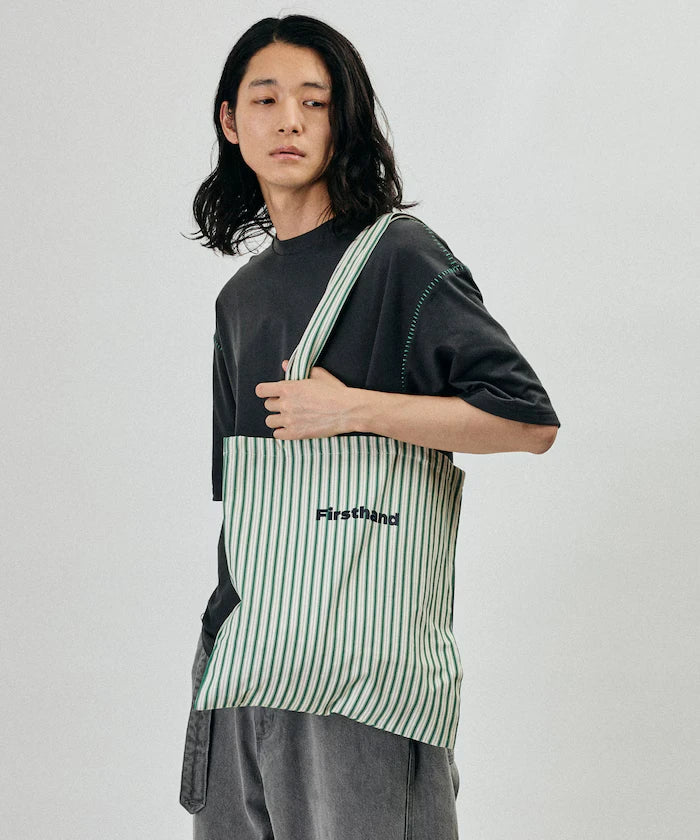 Stripe Print Canvas Tote Bag