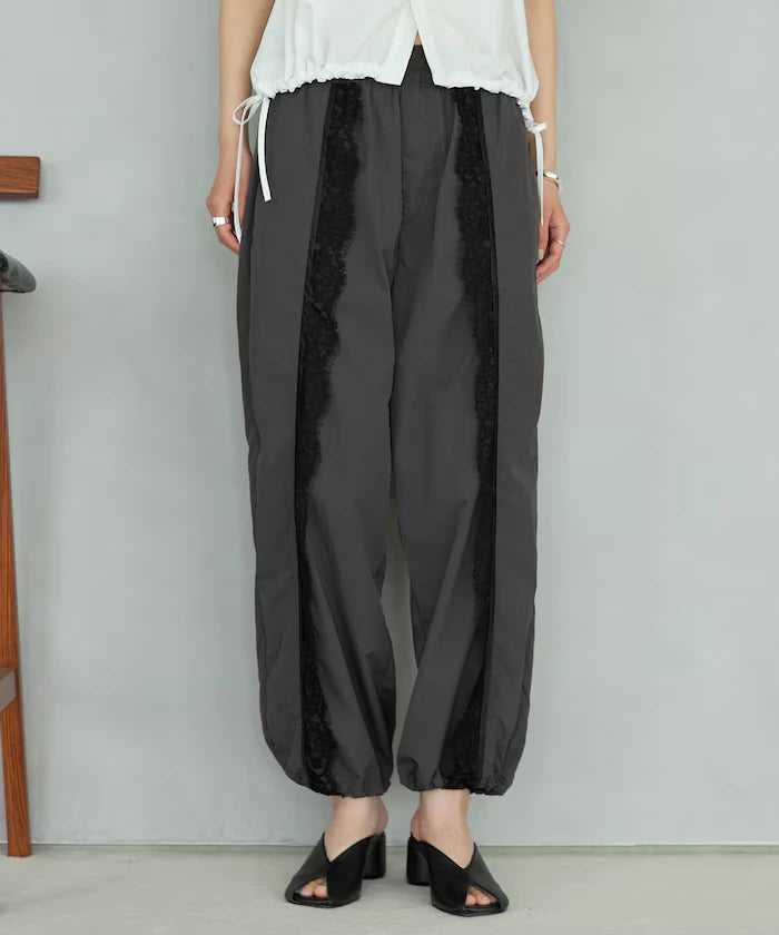 Nylon Lace Easy Wide Pants