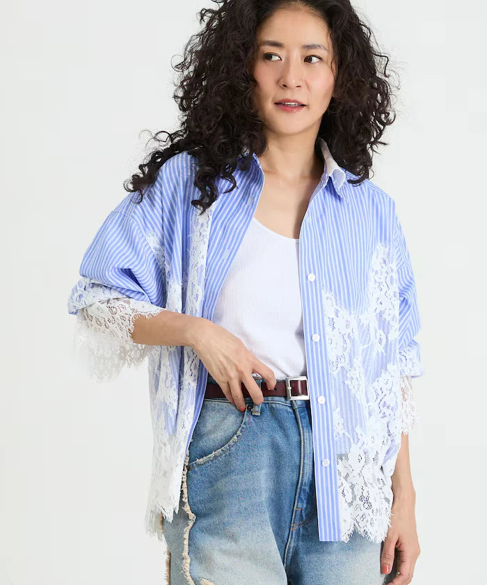 Lace Docking Stripe Shirt