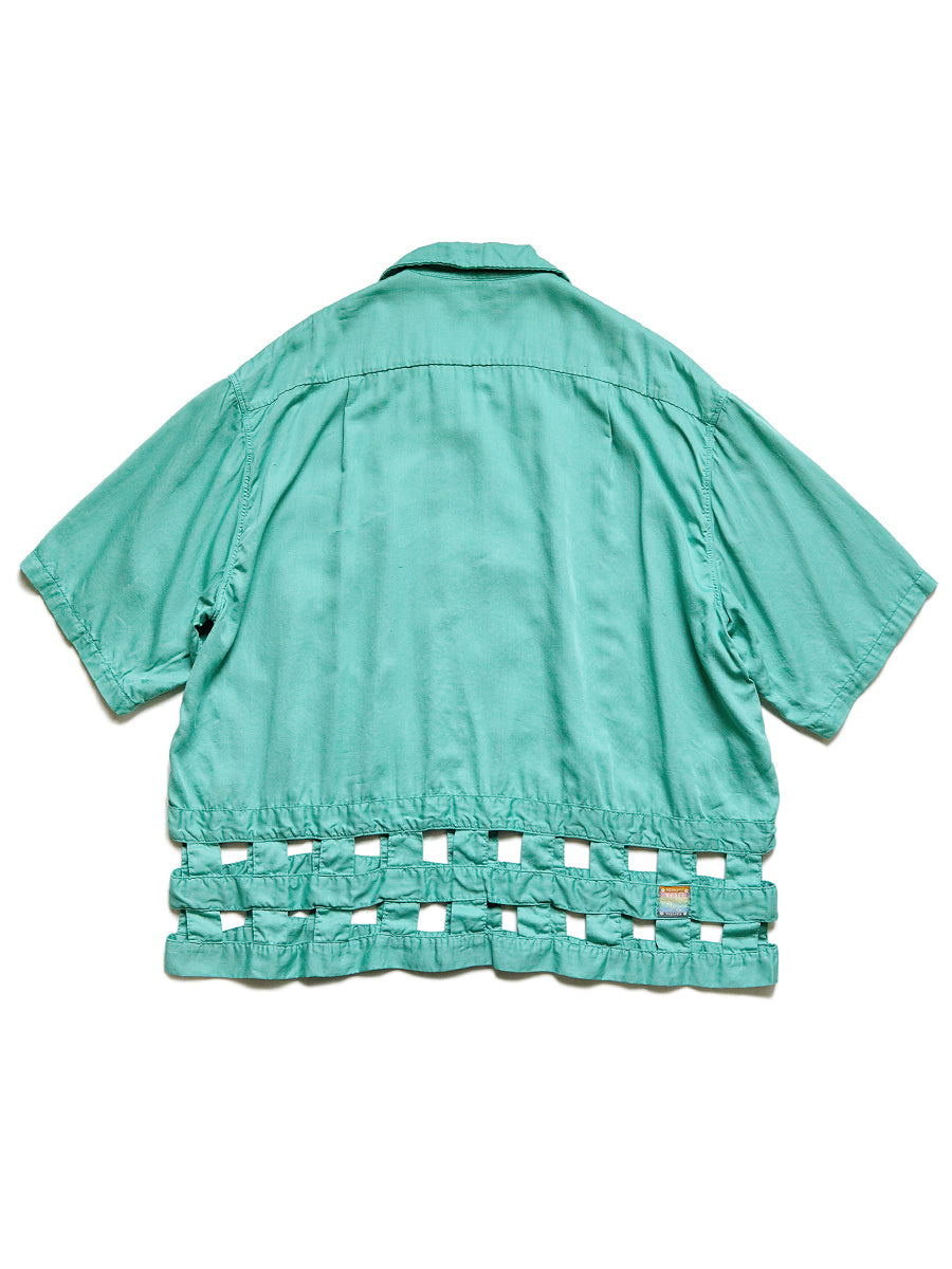 Cotton Satin Wind Pane Aloha Shirt