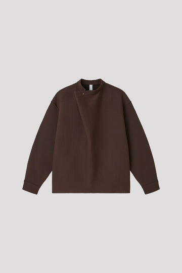 SOFT MILAN WRAP COLLAR LONG SLEEVE TOP