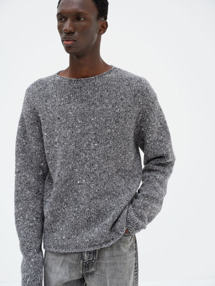 LOW-GAUGE HOMESPUN TWEED KNIT P/O