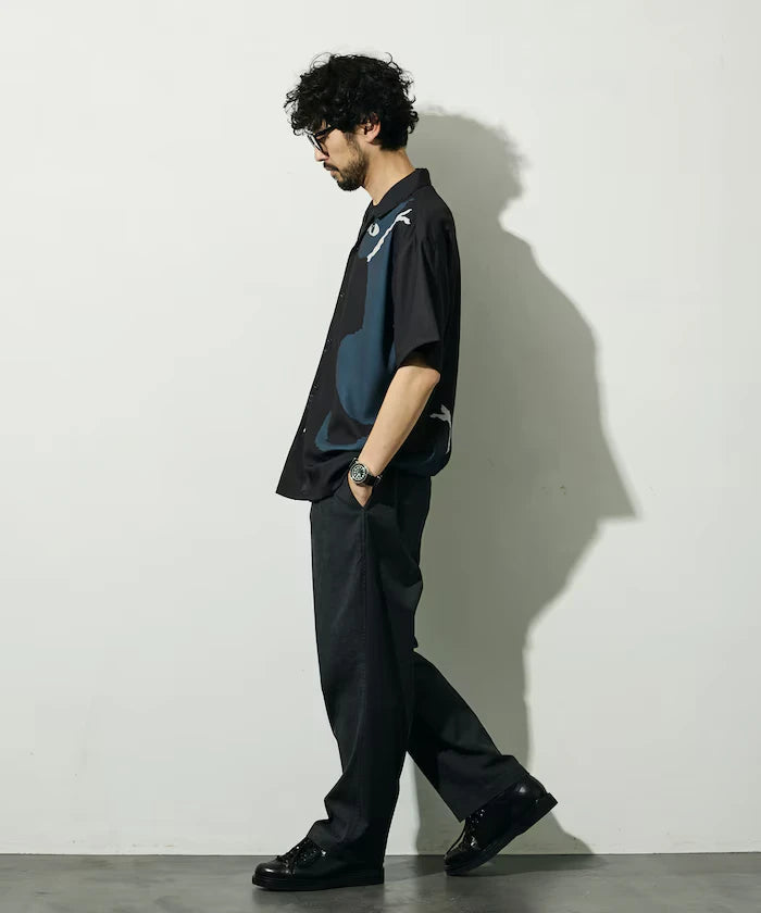 Open Collar Big Pattern Short Sleeve Shirt / Big Silhouette