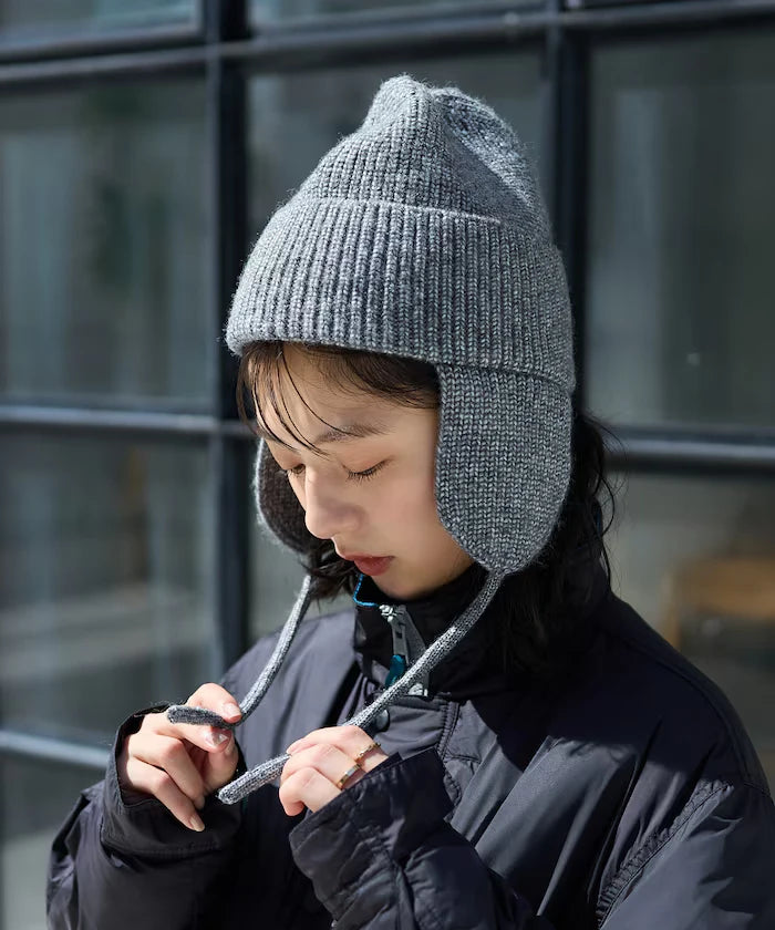 Mix Yarn Ear-Added Knit Cap