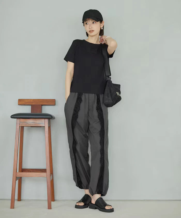 Nylon Lace Easy Wide Pants