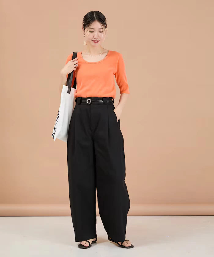 Ribbon Tied 2WAY Waffle 5 Sleeve T-Shirt