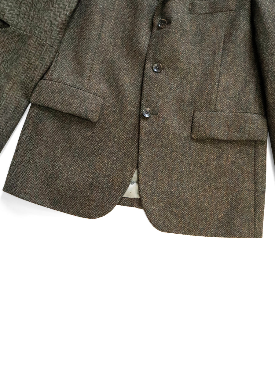 Herringbone Tweed Cutout Elbow JKT