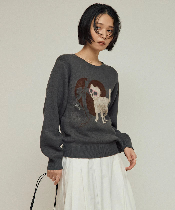 Sweat-like Animal Jacquard Knit