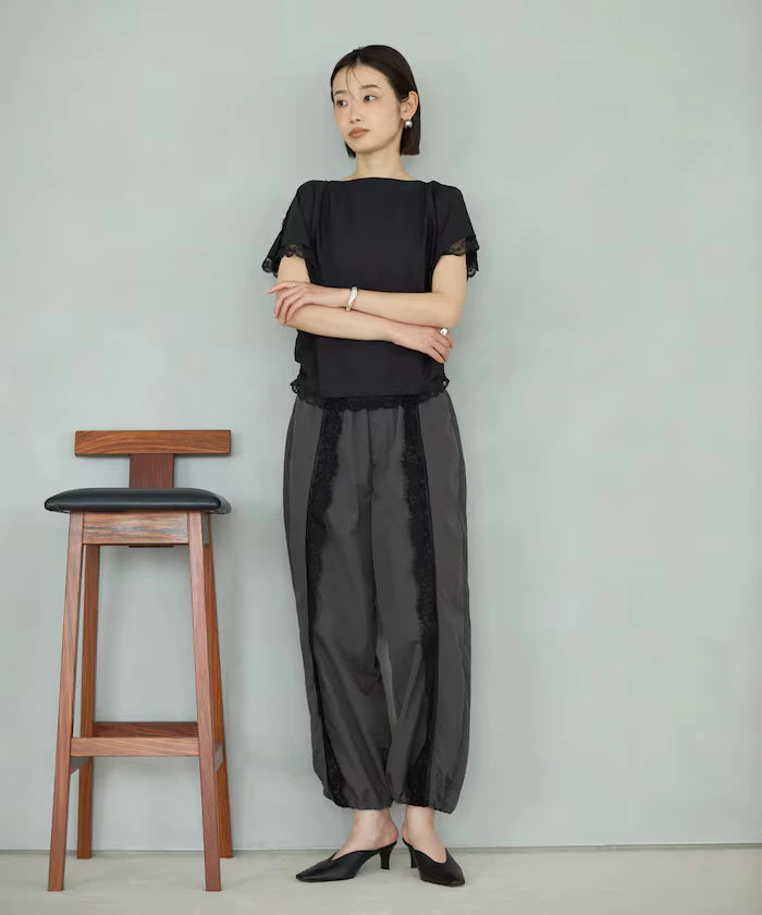 Nylon Lace Easy Wide Pants