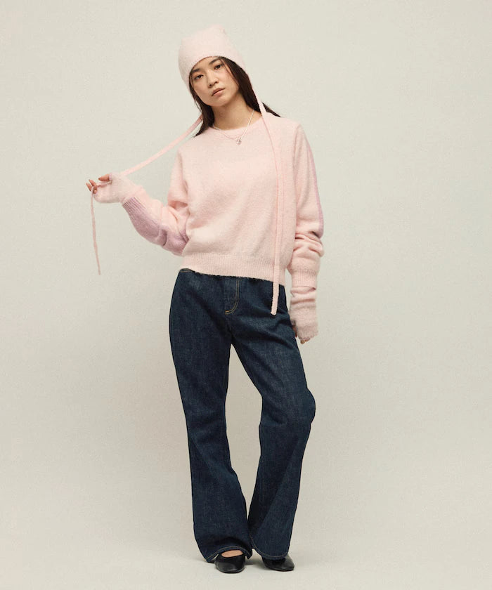 Alpaca Blend Bicolor Knit Pullover