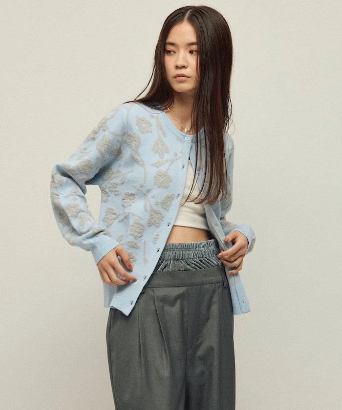Flower Jacquard Knit Cardigan