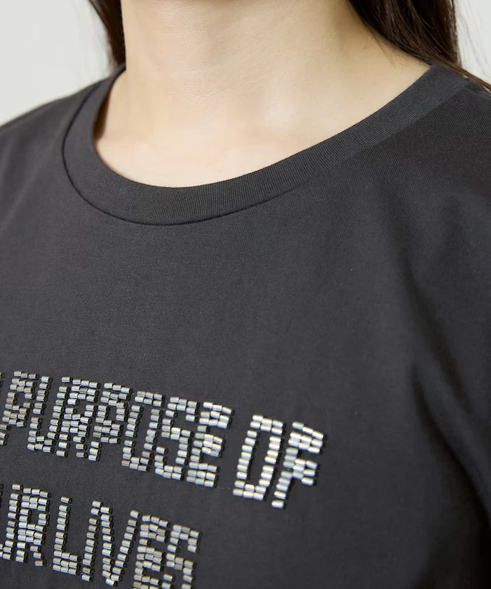 Box Logo Bead Embroidery Big Silhouette Long Sleeve T-Shirt Limited Edition
