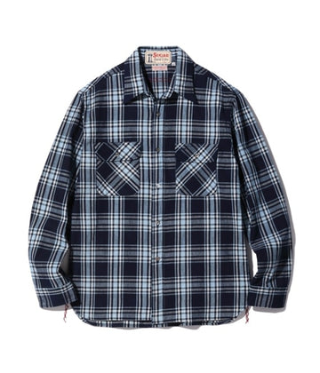 FICTION ROMANCE 7.9oz. INDIGO CHECK WORK SHIRT