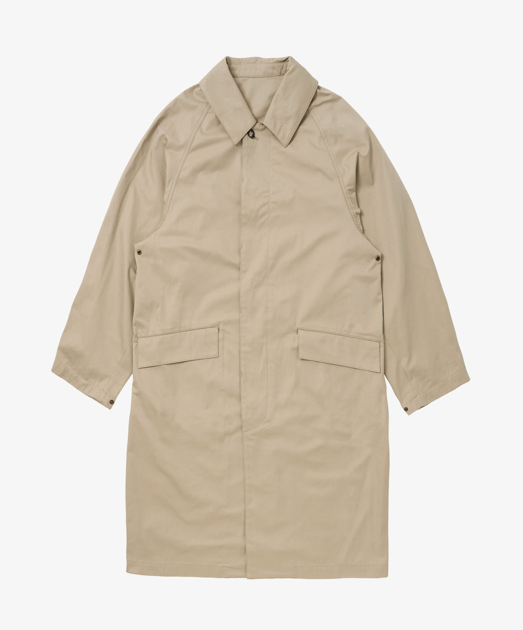 balmacaan coat gabardine beige