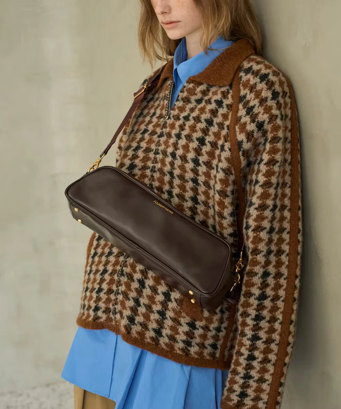 Wool Blend Gancube Check Knit Zip Blouson
