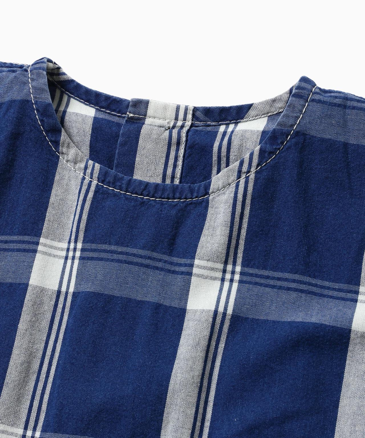 indigo check SS pullover (W)