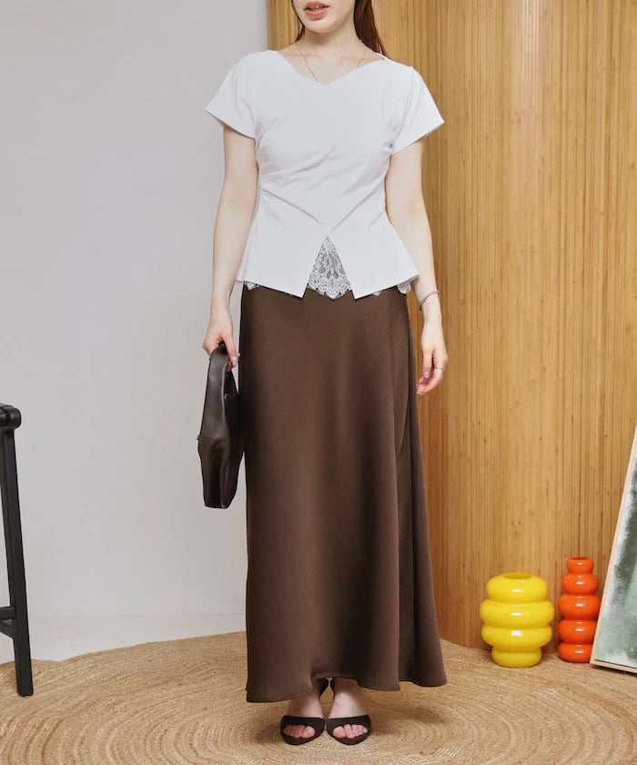 Lace Docking Draped Neck Top 【Limited Edition】